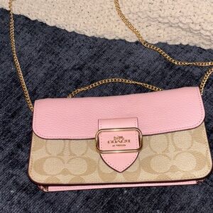Coach Pink and Tan Crossbody Bag